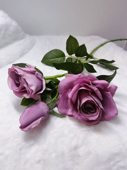 Rose Artifical Flowers With Realistic Texture (with 3 Heads)