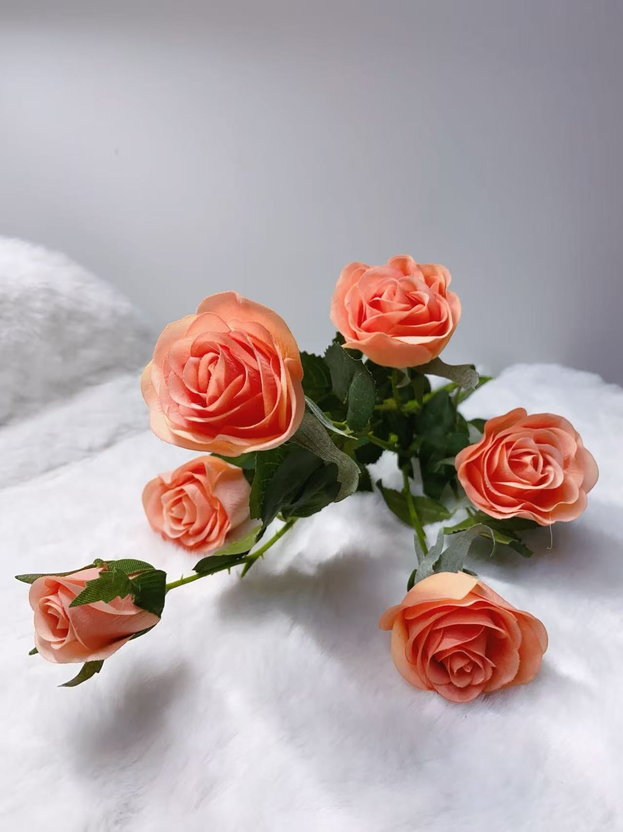 Rose Artifical Flowers With Realistic Texture (with 6 Heads)