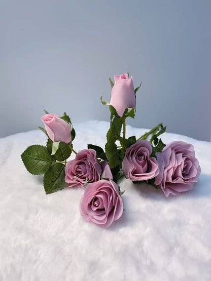 Rose Artifical Flowers With Realistic Texture (with 6 Heads)