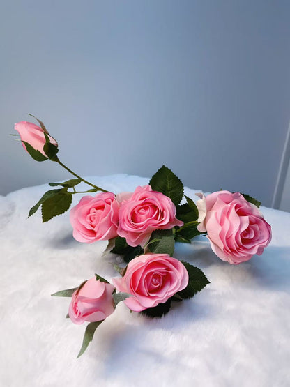Rose Artifical Flowers With Realistic Texture (with 6 Heads)