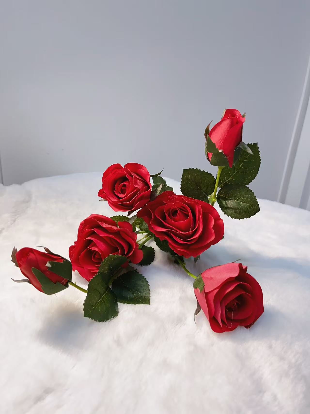 Rose Artifical Flowers With Realistic Texture (with 6 Heads)