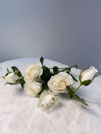 Rose Artifical Flowers With Realistic Texture (with 6 Heads)