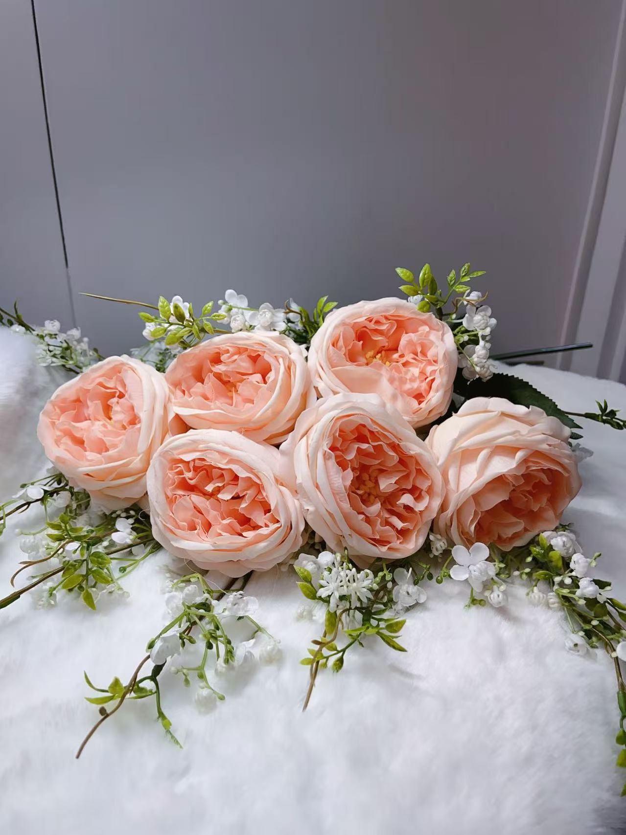 Rose Artifical Flowers With Realistic Texture (with 6 Heads)