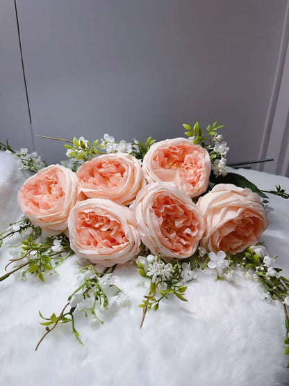 Rose Artifical Flowers With Realistic Texture (with 6 Heads)