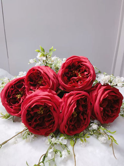 Rose Artifical Flowers With Realistic Texture (with 6 Heads)
