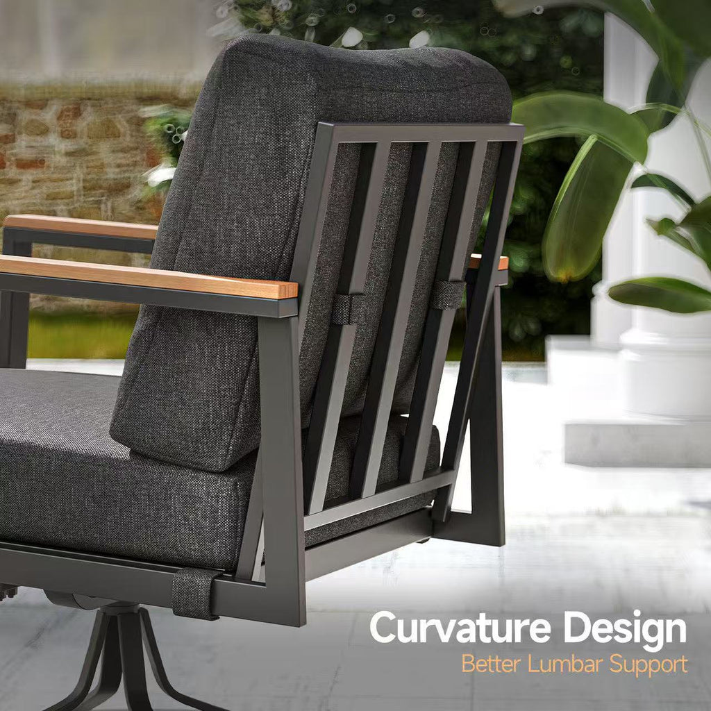 5-Piece Outdoor Patio Furniture Set with 360° Swivel Rocker Chairs, 3-Person Sofa, and 2 Coffee Tables – Gray Wicker Lounge Set with 4" Thick Cushions Multi Market World Inc.