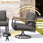 5-Piece Outdoor Patio Furniture Set with 360° Swivel Rocker Chairs, 3-Person Sofa, and 2 Coffee Tables – Gray Wicker Lounge Set with 4" Thick Cushions Multi Market World Inc.