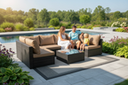 MMW 7-piece Patio Furniture, Rattan Dining Set with Glass Coffee Table Multi Market World Inc.