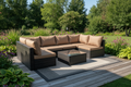 MMW 7-piece Patio Furniture, Rattan Dining Set with Glass Coffee Table (Grey) Multi Market World Inc.