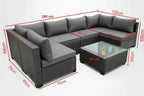 7-Piece Patio Sectional Sofa Set with Coffee Table, Dark Grey Woven Wicker, U-Shaped Outdoor Furniture with Extra Thick Cushions Multi Market World Inc.