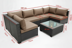 MMW 7-piece Patio Furniture, Rattan Dining Set with Glass Coffee Table Multi Market World Inc.
