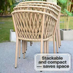 7-Piece Aluminum Patio Dining Set, 150cm Teak-Style Table & 6 Rope-Woven Chairs Multi Market World Inc.