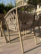 7-Piece Aluminum Patio Dining Set, 150cm Teak-Style Table & 6 Rope-Woven Chairs Multi Market World Inc.