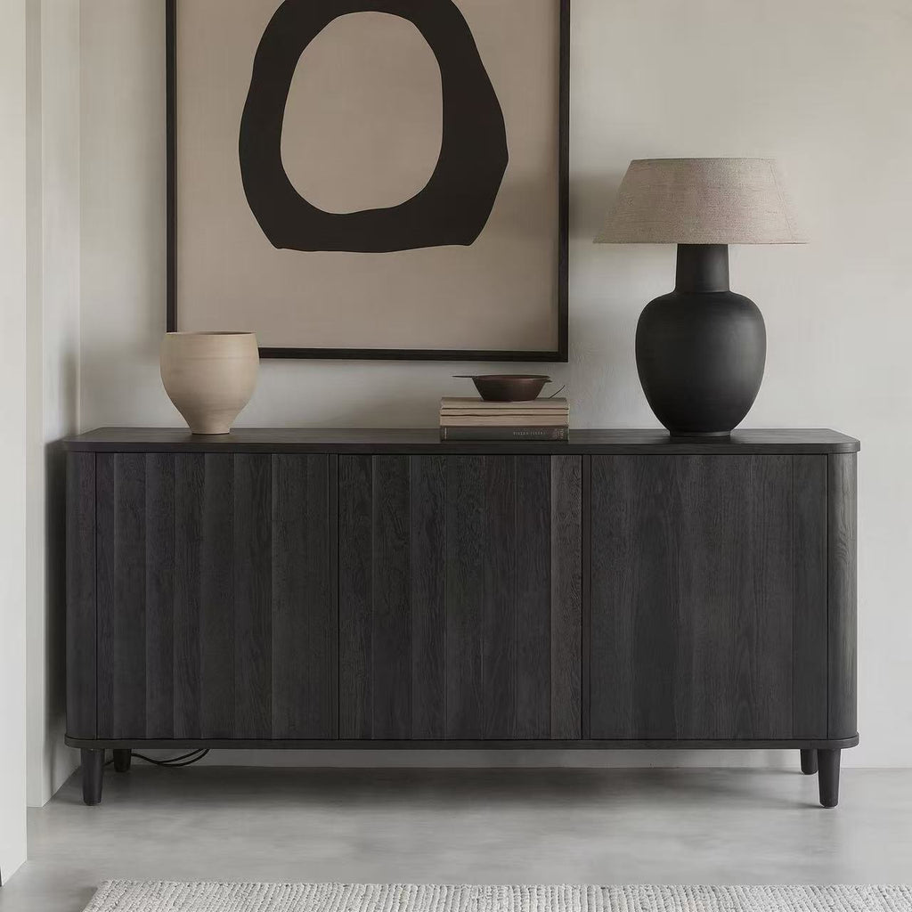 Minimalist Fluted Sideboard – Black Oak Finish 55" Multi Market World Inc.