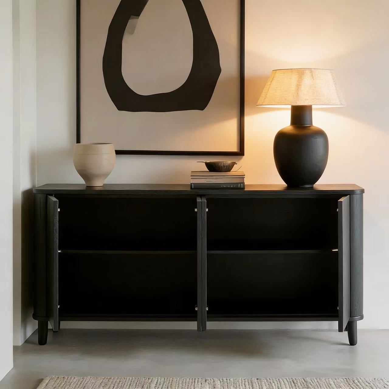 Minimalist Fluted Sideboard – Black Oak Finish 55" Multi Market World Inc.