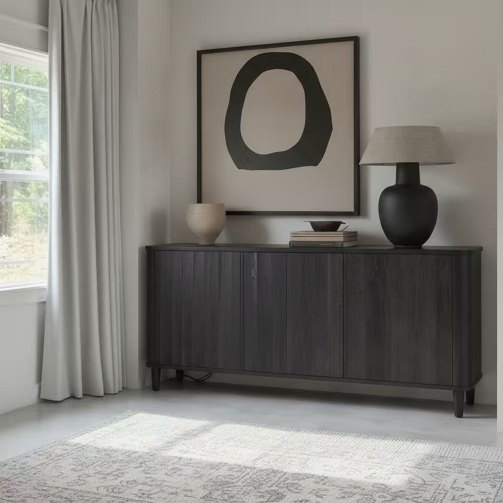 Minimalist Fluted Sideboard – Black Oak Finish 55" Multi Market World Inc.
