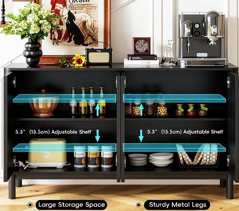 Minimalist Fluted Sideboard – Black Oak Finish 55" Multi Market World Inc.