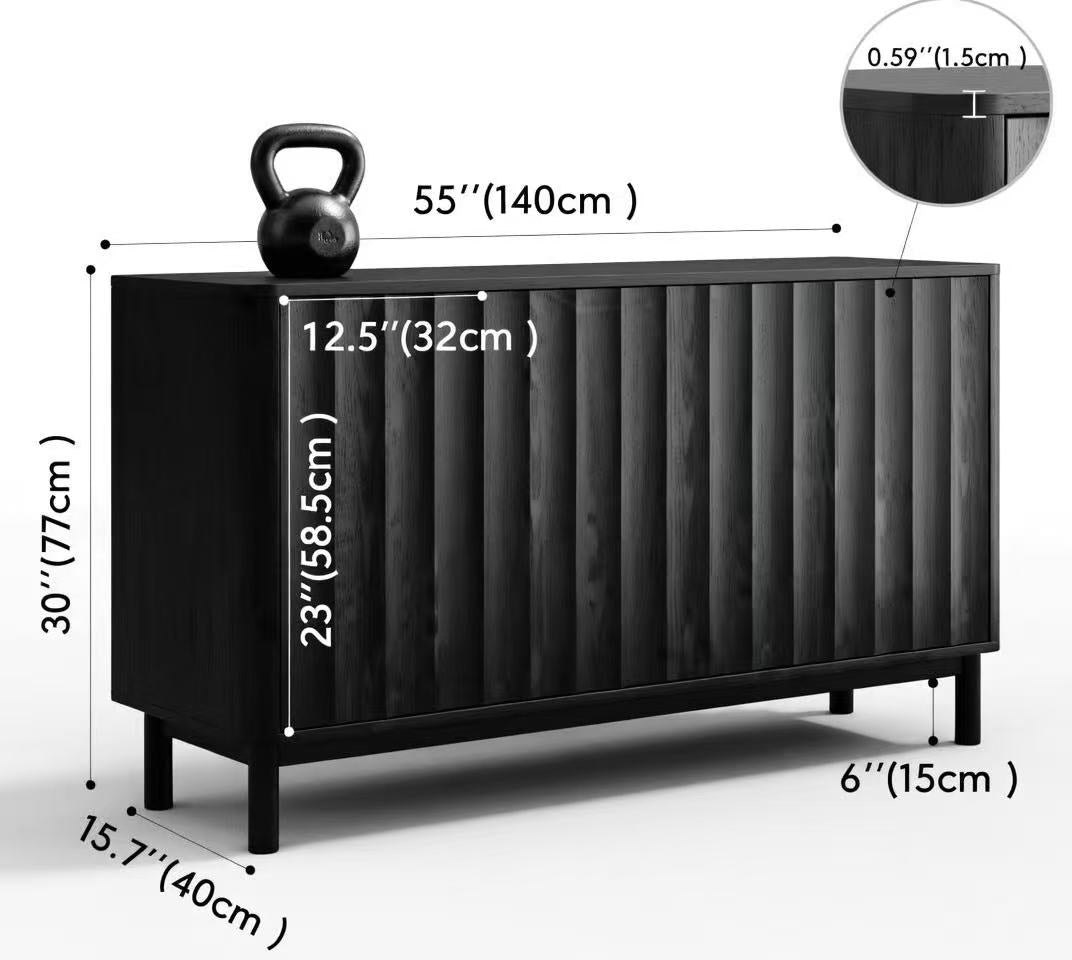 Minimalist Fluted Sideboard – Black Oak Finish 55" Multi Market World Inc.