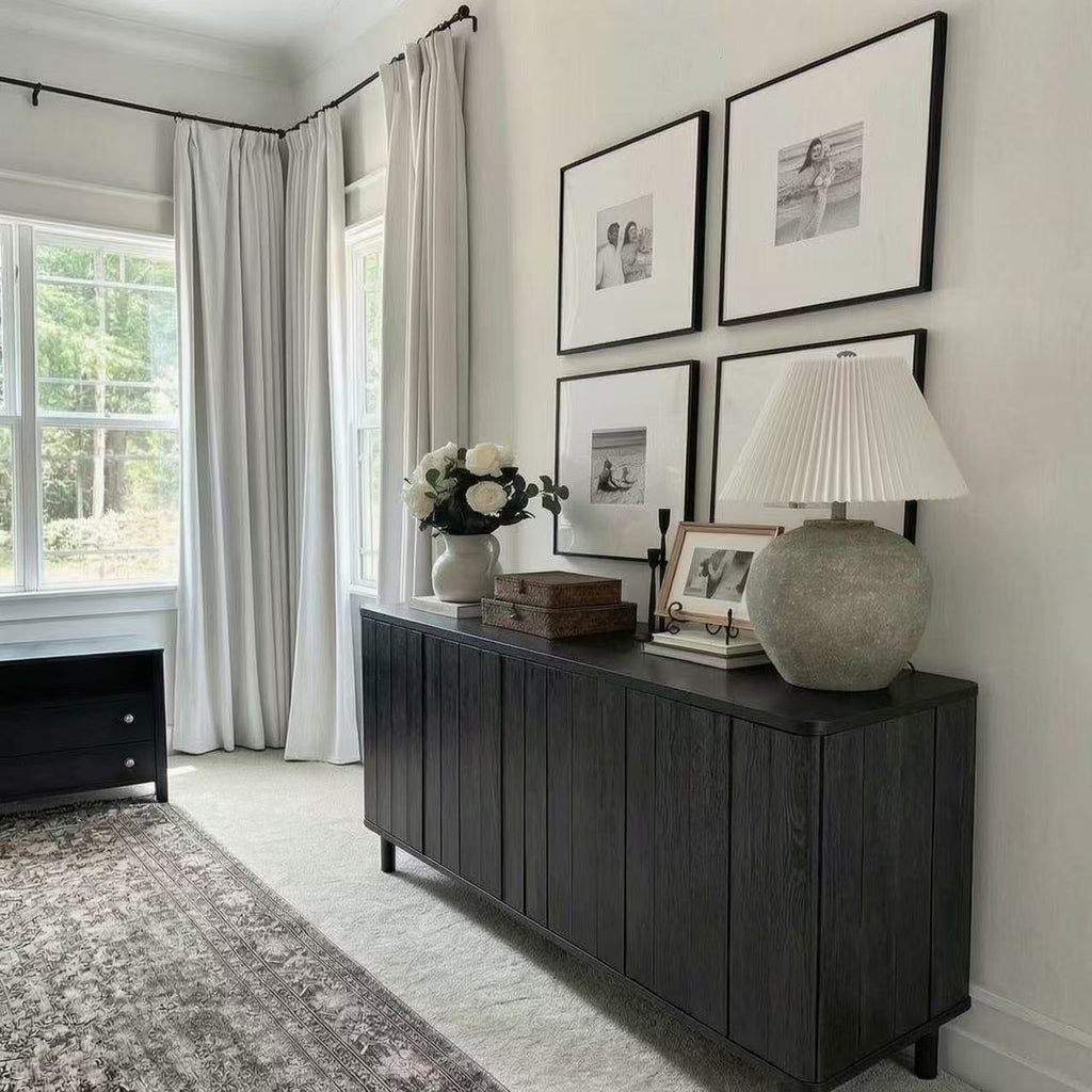 Minimalist Fluted Sideboard – Black Oak Finish 55" Multi Market World Inc.