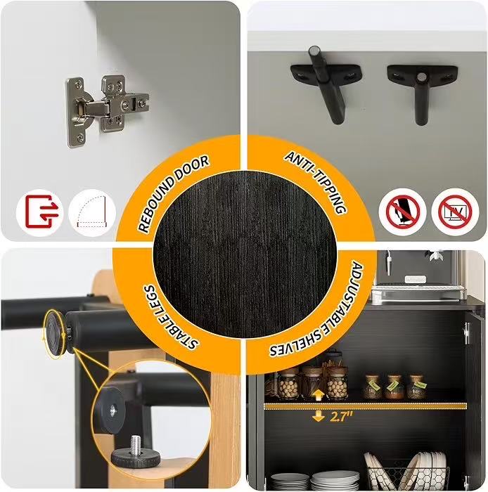 Minimalist Fluted Sideboard – Black Oak Finish 55" Multi Market World Inc.
