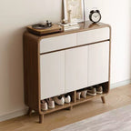 Shoe Storage Cabinet with Drawers - Walnut & Cream Multi Market World Inc.
