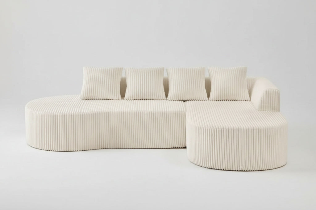 Multi Market World Boneless Corduroy Sectional Sofa, Curved Cloud Sofa Multi Market World Inc.