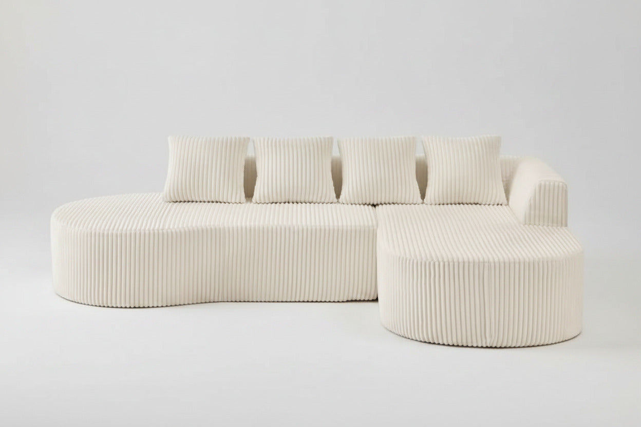 Multi Market World Boneless Corduroy Sectional Sofa, Curved Cloud Sofa Multi Market World Inc.