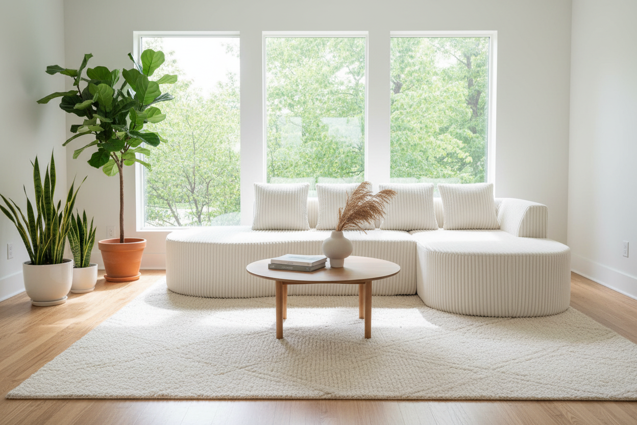 Multi Market World Boneless Corduroy Sectional Sofa, Curved Cloud Sofa Multi Market World Inc.
