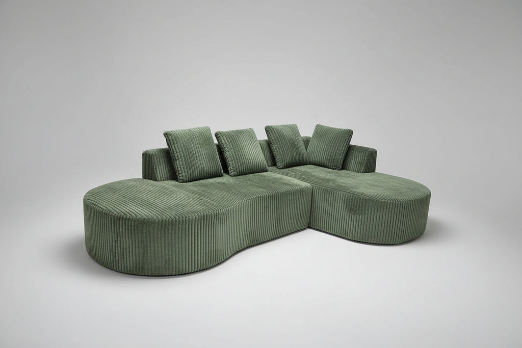 Multi Market World Boneless Corduroy Sectional Sofa, Curved Cloud Sofa Multi Market World Inc.