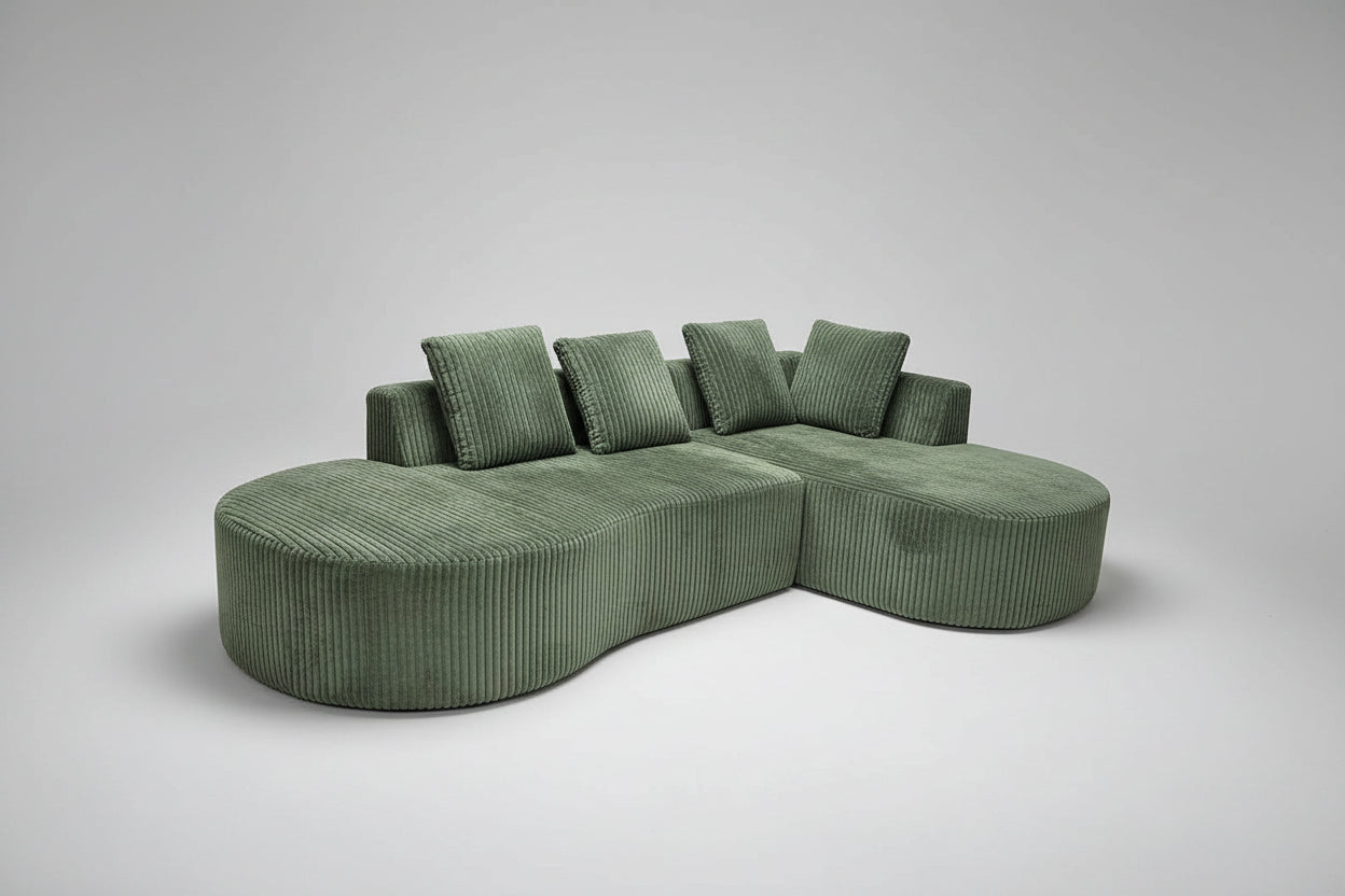Multi Market World Boneless Corduroy Sectional Sofa, Curved Cloud Sofa Multi Market World Inc.
