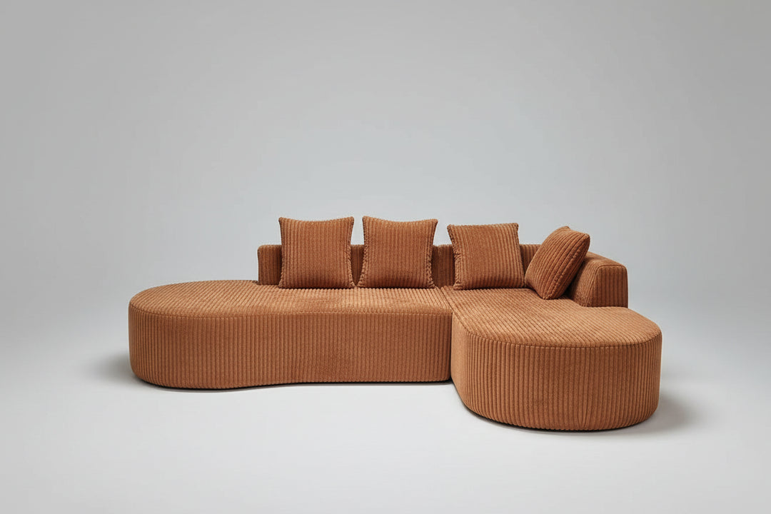 Multi Market World Boneless Corduroy Sectional Sofa, Curved Cloud Sofa Multi Market World Inc.