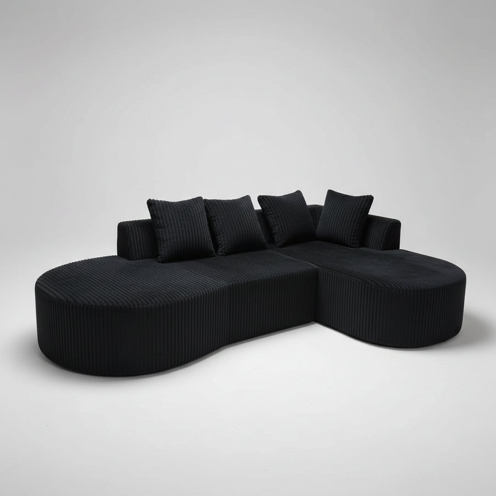 Multi Market World Boneless Corduroy Sectional Sofa, Curved Cloud Sofa Multi Market World Inc.