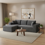 106” Cloud Sectional Couch - Modular Corduroy L-Shaped Sofa - Boneless Deep Seat Couch with Chaise - No Assembly Required - Dark Grey Multi Market World Inc.