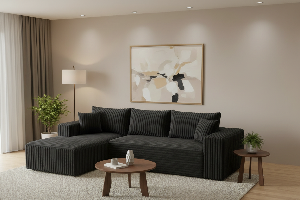 106” Cloud Sectional Couch - Modular Corduroy L-Shaped Sofa - Boneless Deep Seat Couch with Chaise - No Assembly Required Multi Market World Inc.