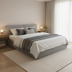 King Size Platform Bedframe with Split Cushion Backrest Multi Market World Inc.