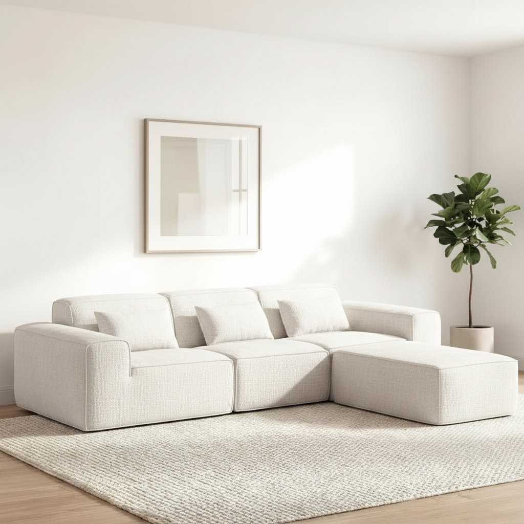 118" 4 Pieces Modular Sectional Boneless Sofa with Chaise, No-leg Couch, Dark Grey Multi Market World Inc.