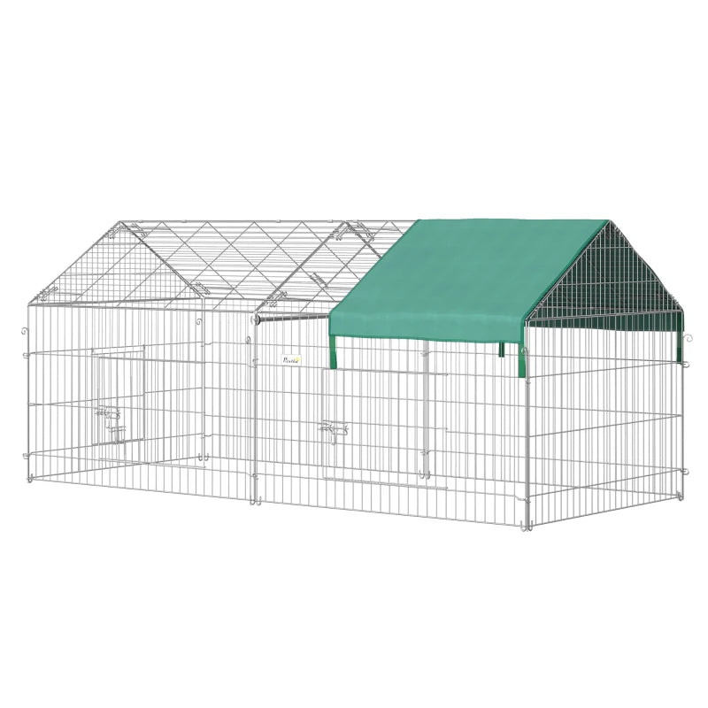 Indoor Ferret Cage Metal Chicken Run, Outdoor Dog Kennel Catio with Water-Resistant Cover, Portable Small Animal Playpen for Rabbit Guinea Pig, Green