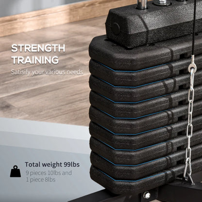 Multifunction Home Power Exercise Gym System Weight Training Exercise Workout Station Fitness Strength Machine for Whole Body Training Black 4.7