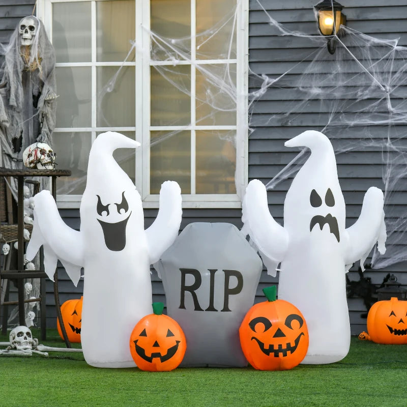 4ft Light-Up Halloween Inflatable: Spooky Ghosts, Tombstone & Pumpkin