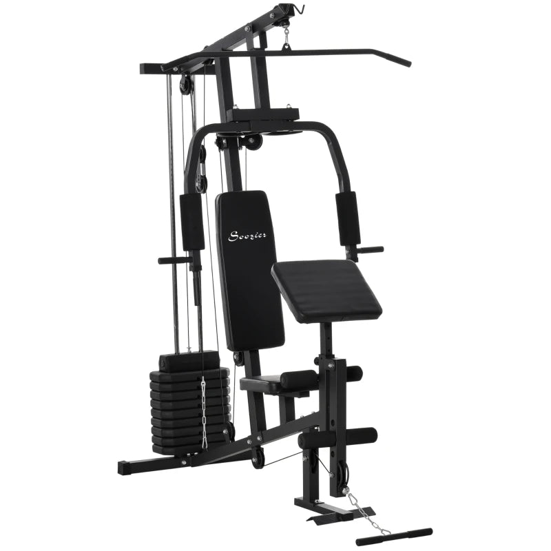 Multifunction Home Power Exercise Gym System Weight Training Exercise Workout Station Fitness Strength Machine for Whole Body Training Black 4.7