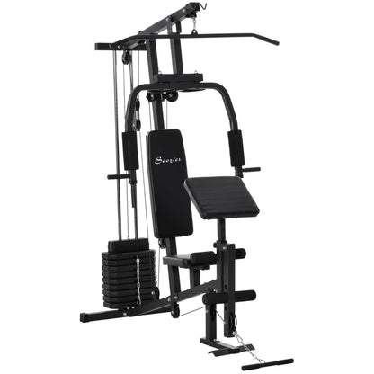 Multifunction Home Power Exercise Gym System Weight Training Exercise Workout Station Fitness Strength Machine for Whole Body Training Black 4.7