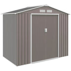 7' x 4' x 6' Garden Storage Shed Outdoor Patio Metal Tool Storage House w/ Foundation Kit and Double Doors Grey Multi Market World Inc.