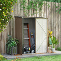 5' x 3' Outdoor Storage Shed, Steel Garden Shed with Single Lockable Door, Tool Storage Shed for Backyard, Brown Multi Market World Inc.