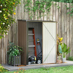 5' x 3' Outdoor Storage Shed, Steel Garden Shed with Single Lockable Door, Tool Storage Shed for Backyard, Brown Multi Market World Inc.