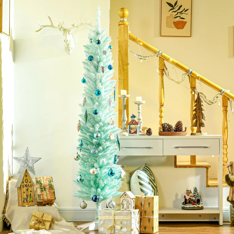 6ft Pencil Christmas Trees, Skinny Artificial Christmas Tree for Xmas Holiday Decor, Gradient Blue Multi Market World Inc.