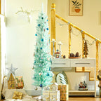 6ft Pencil Christmas Trees, Skinny Artificial Christmas Tree for Xmas Holiday Decor, Gradient Blue Multi Market World Inc.
