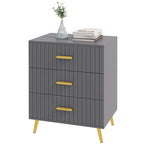 3 Drawer Cabinet, Drawer Chest for Bedroom, Chest of Drawers with Aluminium Legs and Gold Handles, Dark Grey Multi Market World Inc.