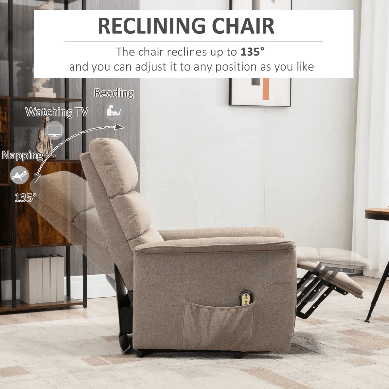 Lift Chair for Elderly, Power Chair Recliner with Remote Control, Side Pockets for Living Room