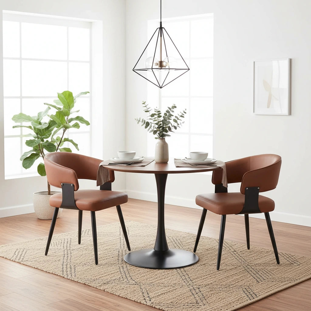 Set of 2 Comfort-Curve Faux Leather Dining & Kitchen Side Chairs with Heavy-Duty Metal Legs Multi Market World Inc.