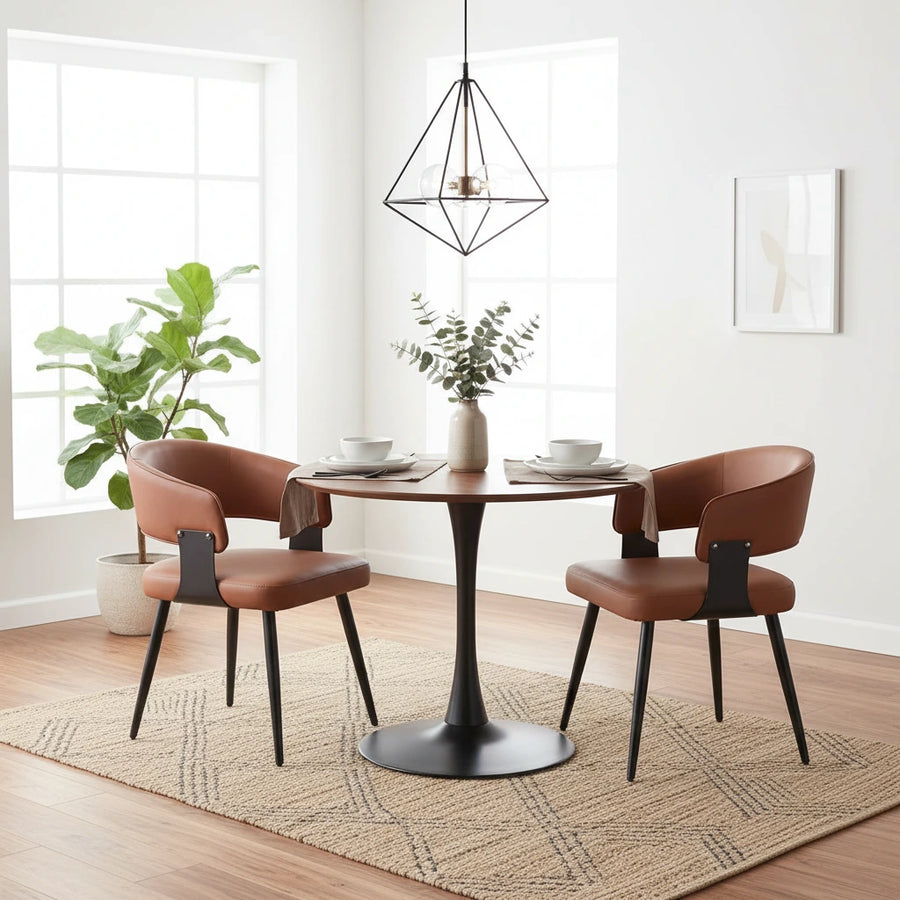 Set of 2 Comfort-Curve Faux Leather Dining & Kitchen Side Chairs with Heavy-Duty Metal Legs Multi Market World Inc.